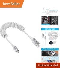 Stretchable Retractable USB C Car Charger Cable - Fast Charging, 1.3-3FT Length