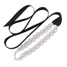 Crystal Wedding Belt Pearls Bridal Belt Handmade Rhinestone Wedding Dress Bel...