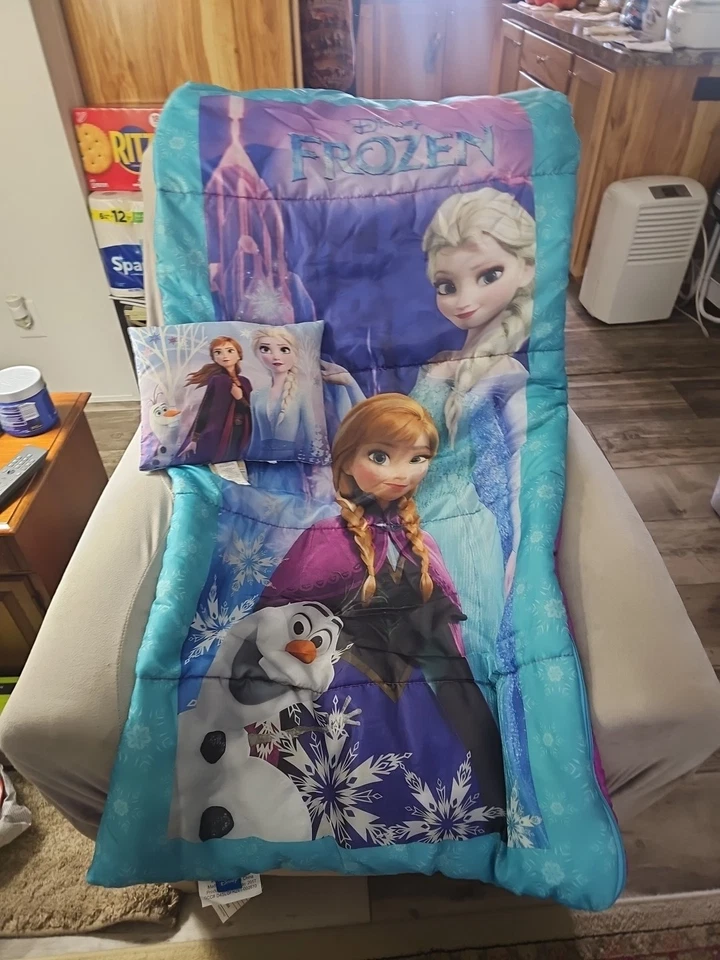 Saco de dormir infantil Disney Frozen con bolso de mano Elsa Anna Olaf azul 2017 Foto 2 de 4