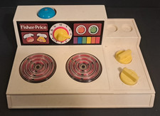 VTG 1978 Fisher Price Toys Fun W/ Food Kitchen Stove Top w/Bell Works Well Toy