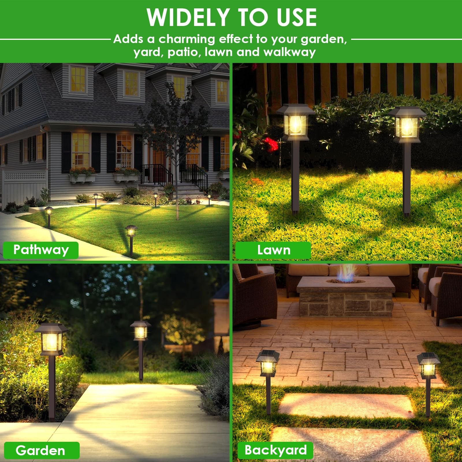 Solar outdoor lights, 12-pack waterproof pathway lights for yard and garden
