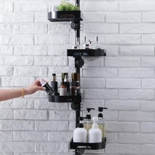 4-Tier Corner Shower Caddy Tension Pole Organizer - Adjustable Rustproof Meta...