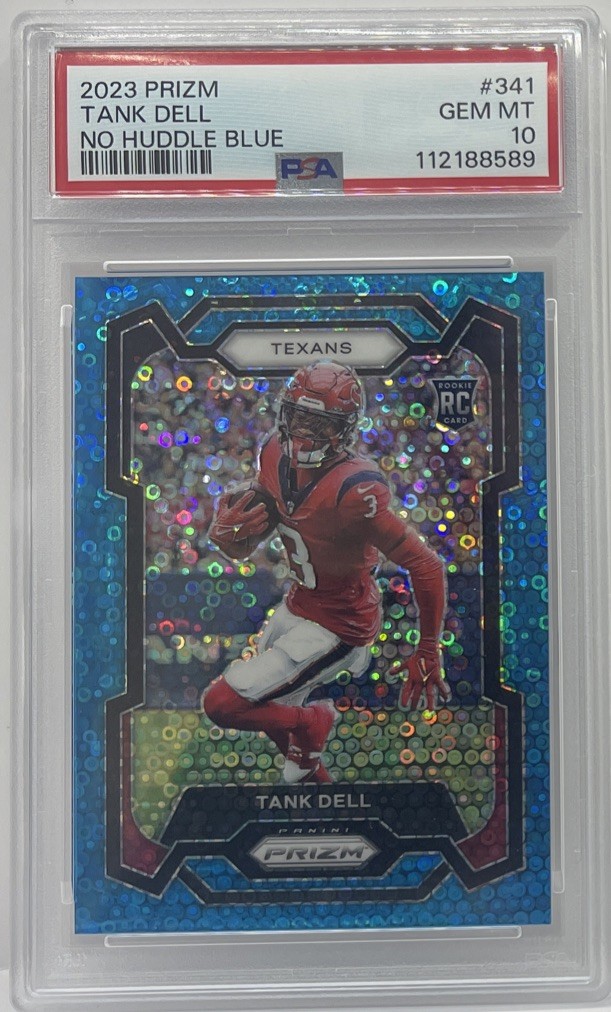 2023 Panini No Huddle Blue Prizm #341 Tank Dell RC Rookie #52/95 PSA 10 GEM MINT