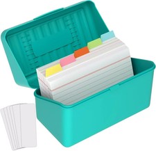 3X5 Index Card Organizer with Dividers, Plastic Box for Flash, Note, and Recipe