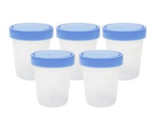 5 Sterile Specimen Cups Urine Collection 120mL - 4oz W/ Seal LID Name Room Dr 