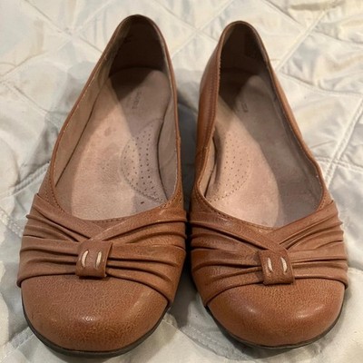 Sonoma Kohl's Flats Size 10 Camel Brown Bow Detail Classic Office Dress Multi