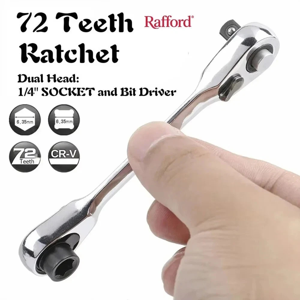 Mini Ratchet Wrench Double Ended Quick Socket Ratchet Wrench 1/4 Inch 72-tooth