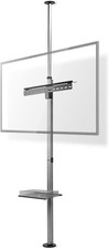Floor-to-Ceiling Silver Tension Pole TV Mount Stand with Adjustable Shelf