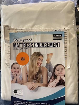 Utopia Bedding Water Proof Mattress Encasement Protector Pad  White king