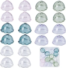 1 Box 20PCS 5 Colors 21MM Flower Beads Bulk Glass Flower Bead Caps Cone Jellyfis