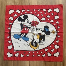 Vintage Mickey  Minnie Mouse Bandana Hearts Made In USA  J.A. Woronowicz 