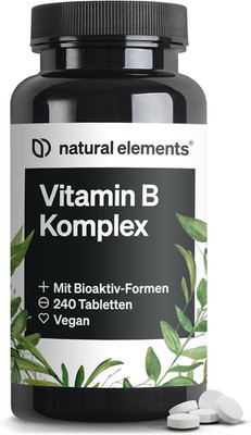 Natural Elements Vitamin B Komplex   240 Tabletten   Mit 8 Essenziellen B-Vitami