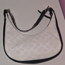 Coach Womens White Beige Signature Crescent S...