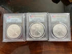 3 American Silver Eagle 1 oz ounce Lot PCGS MS70 Three 2012, 2021, 2023 (W)