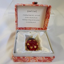 Vintage Ladybug Beetle - Thinking Of You Friendship Trinket GLASS Gift Box
