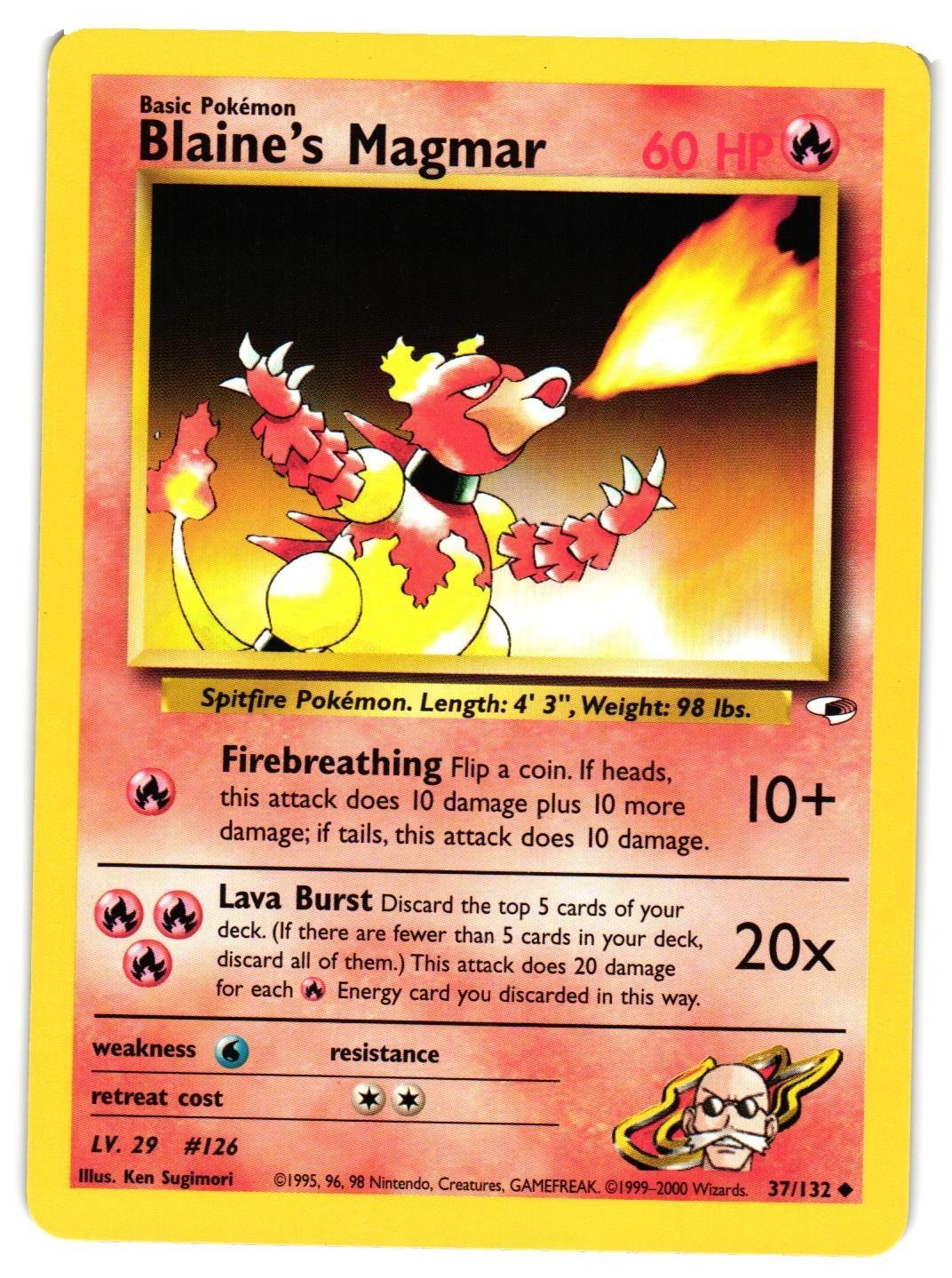 Pokemon TCG Gym Heroes Blaine's Magmar 37/132 Uncommon Unlimited VLP