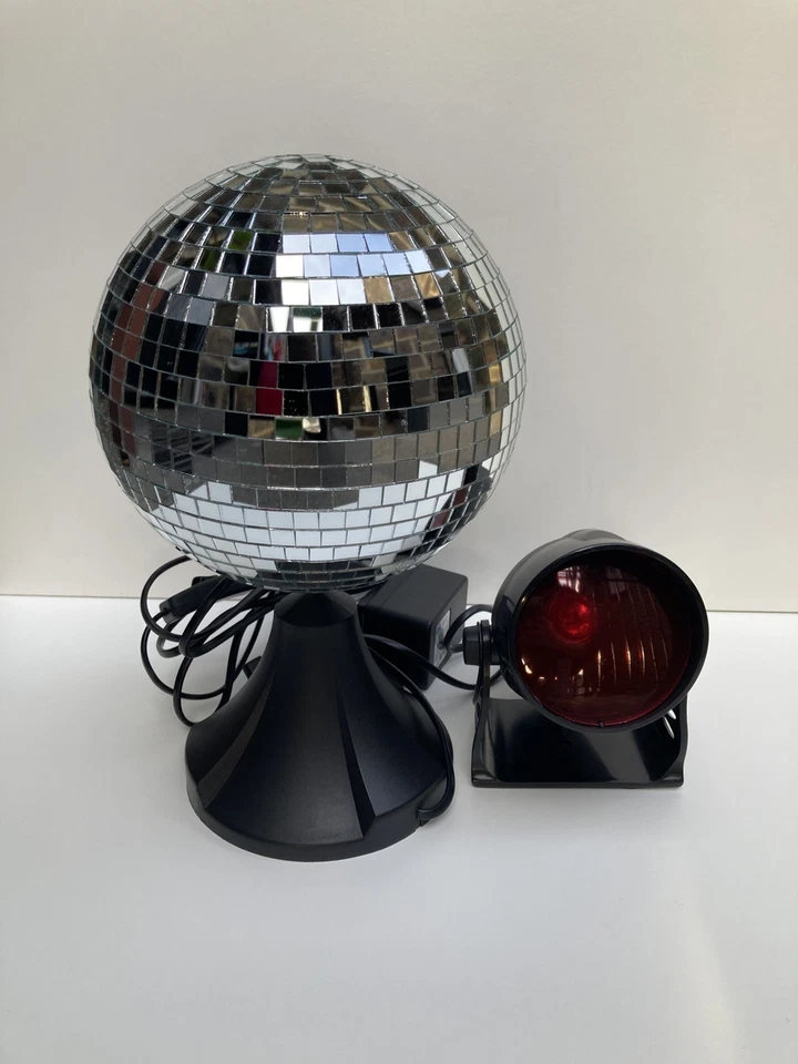 Woolworths Silver Mirrorball Rotating Mirror Ball with Red Projector 8 Inch Used - Image 2 of 4