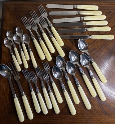 Jean Dubost Faux Ivory Pearl Flatware France 29 Pieces (see Description)