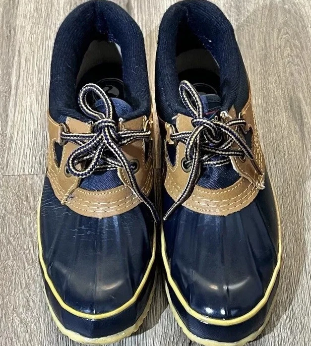 Vintage Sporto Duck Rain Boots Women's Size 6 Navy Tan Boat Shoes Coastal Prep - Image 2 of 4