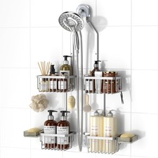 Aluminum Shower Caddy Hanging Adjustable Shower Caddy, Rustproof Hanging Show...