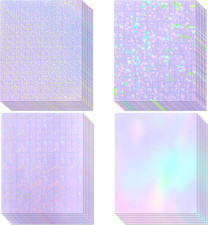 36 Sheets Holographic Vinyl Sheets Clear Self Adhesive Sticker Paper 8.5x11 Inch