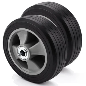 2 Pack 8 Inch Solid Rubber Replacement Wheels, Flat Free Hand Truck Tires wit