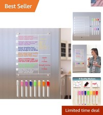 Weekly Meal Planner with 8 Markers - Clear Acrylic Dry Erase Calendar for Fridge