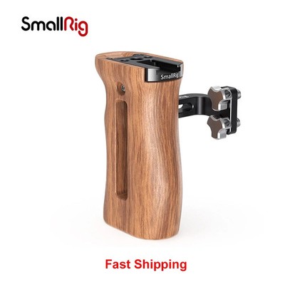 SmallRig Side Wooden Handle Grip with Threaded Holes & Cold Shoe Mount for Cage
