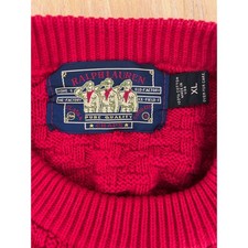 VTG Chaps Ralph Lauren Scouts Red Basketweave Chunky Cotton Sweater Mens XL USA