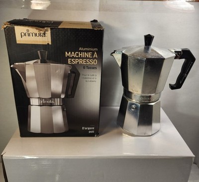 Primula Aluminum Espresso Maker 6 Cup Unpainted.  Used Good Condition.