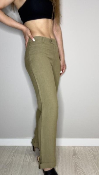 Women Moschino Trousers Khaki Linen 36 / S / 44