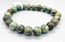 African Turquoise 8mm Beaded Gemstone Bracelet Crystal Healing Love Luck Courage