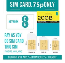 EE 20GB Pay As You Go SIM Card