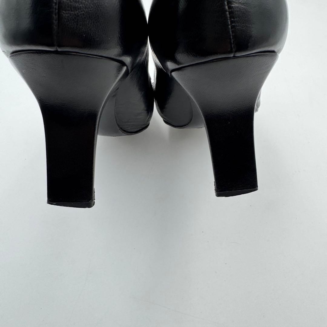 Chanel Heel Pumps Black Leather With Coco Mark Size 36.5 US Abt 6.5 For Women thumbnail 12