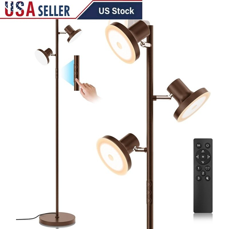 Dimmable LED Tree Floor Lamp W/ Remote Control & Adjustable Light Color New