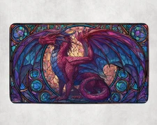 MTG Playmat | Stained Glass Dragon Themed Playmat | Unofficial MTG Playmat