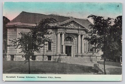 Webster City Iowa IA, Kendall Young Library, 1915 Antique Postcard