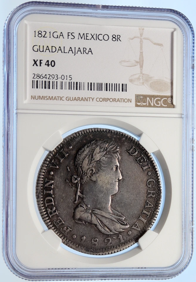 1821 GA FS MEXICO SPAIN King FERDINAND VII Old Silver 8 Reales Coin NGC i106434 - Image 3 of 4