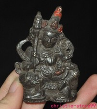 3'' Tibet Buddismo Tempio Bronzo Wenshu Manjushri Buddha Thangka Talismano