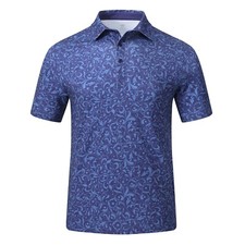 Men's Golf Polo Shirt Print Casual Tennis Fishing Short Sleeve Shirt Work Basic