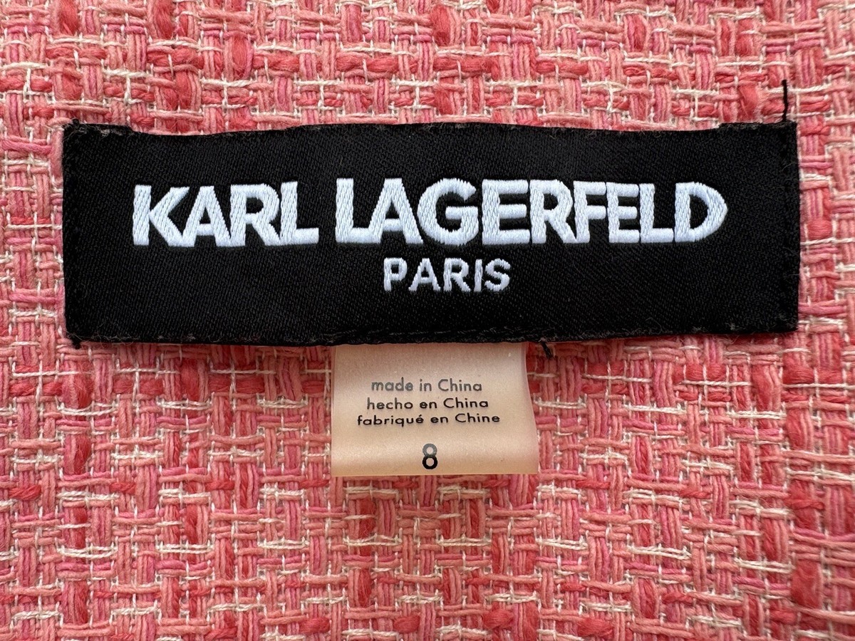 Karl Lagerfeld Paris Cotton Tweed Suit Jacket Coral/Pink