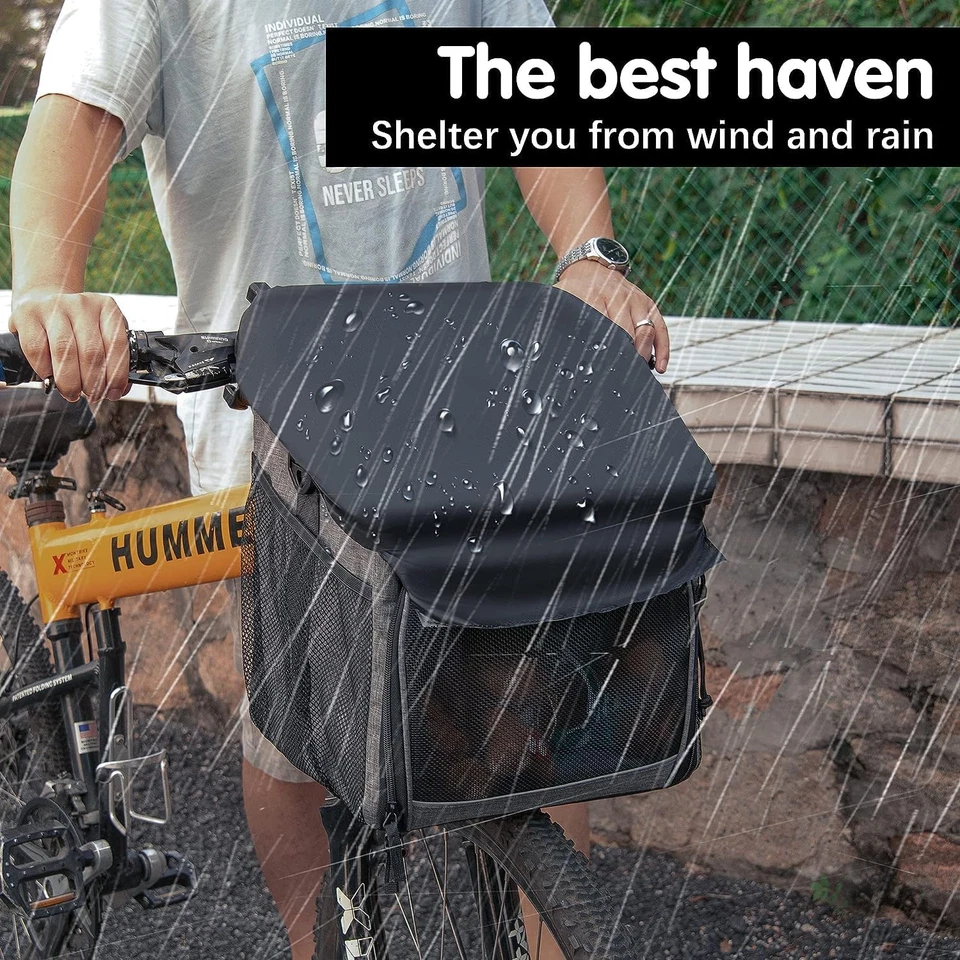 Mochila para transporte de cesta de bicicleta para cachorro, bicicleta para animais de estimação dobrável para andar de bicicleta - Imagem 3 de 4