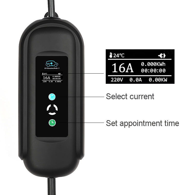 Chargeur pour véhicule électrique de Type 2 câble de 5m noir