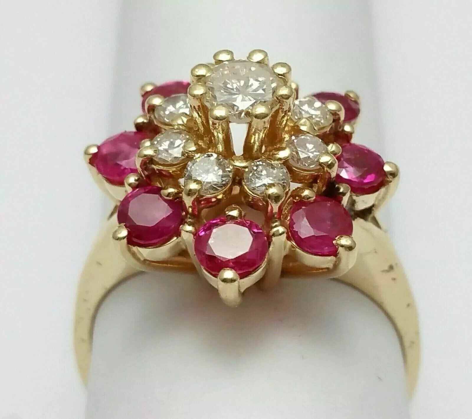 2Ct Round Cut Lab-Created Ruby Cluster Engagement… - image 1