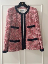 Chanel Vintage 1995 Cruise 95c Runway Tweed Red Cc Button Jacket 36