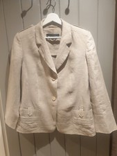 Marina Rinaldi 100% Linen Jacket Blazer Double Button Shoulder Pads Uk 18