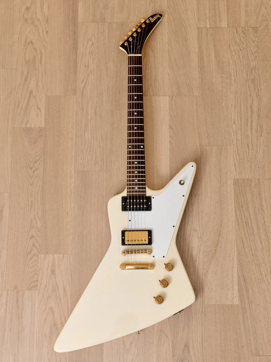 1990 Burny REX-80 Explorer Vintage Electric Guitar Alpine White