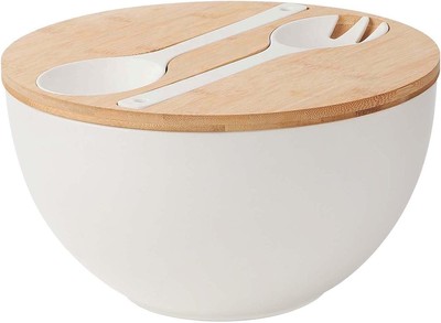 11.3'' Oversized Eco-Friendly Bamboo Fiber Salad Bowl Set - Stylish & Functional