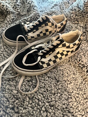 VANS Authentic Checkerboard BLACK /WHITE Skate Shoes Men's 5/Women's 