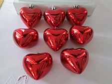 8 - 2.75" Shiny Red Heart Valentines Day Ornaments, New IMPERFECT AS IS Lot 2